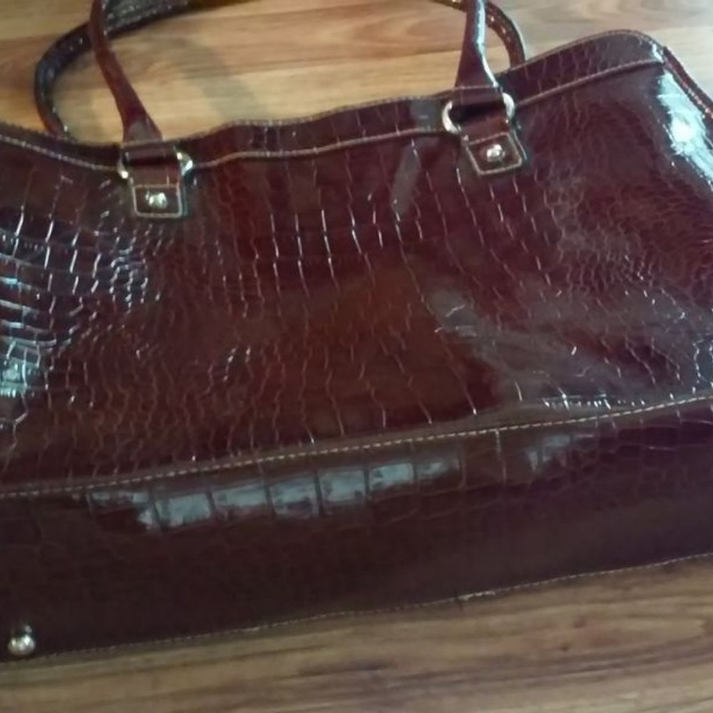 Crocodile Print Beautiful Laptop Bag or Purse Deep Raspberry.